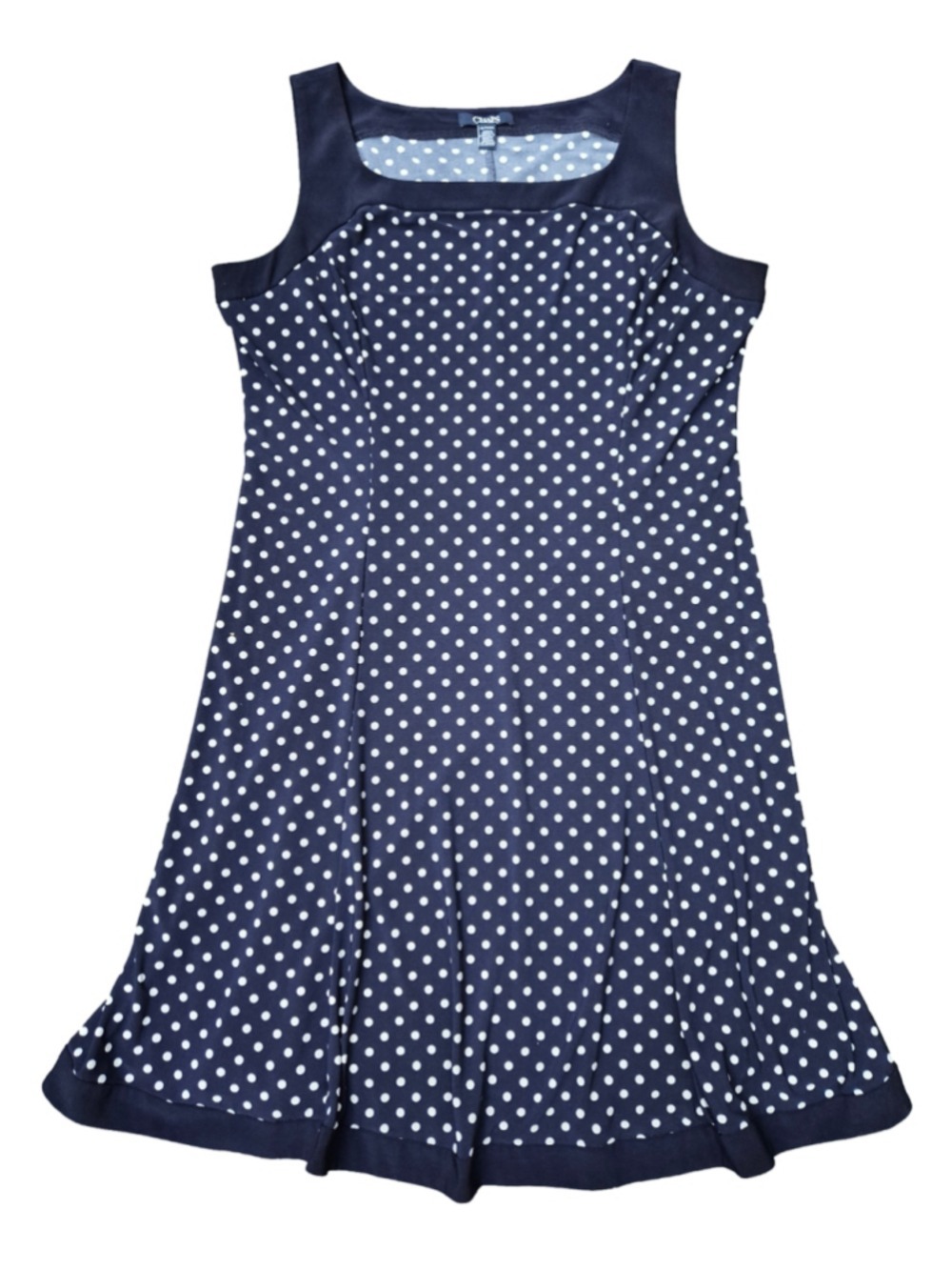 Women's Chaps Polka Dot Sleeveless Dress Navy White Size XL - Picture 1 of 8
